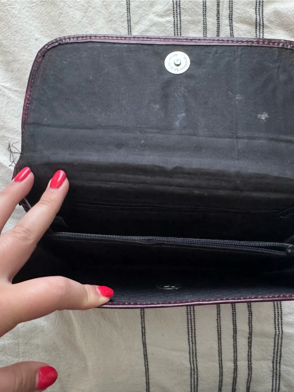 Hand-Painted Leather Wallet Cover in Plum and Forest Green